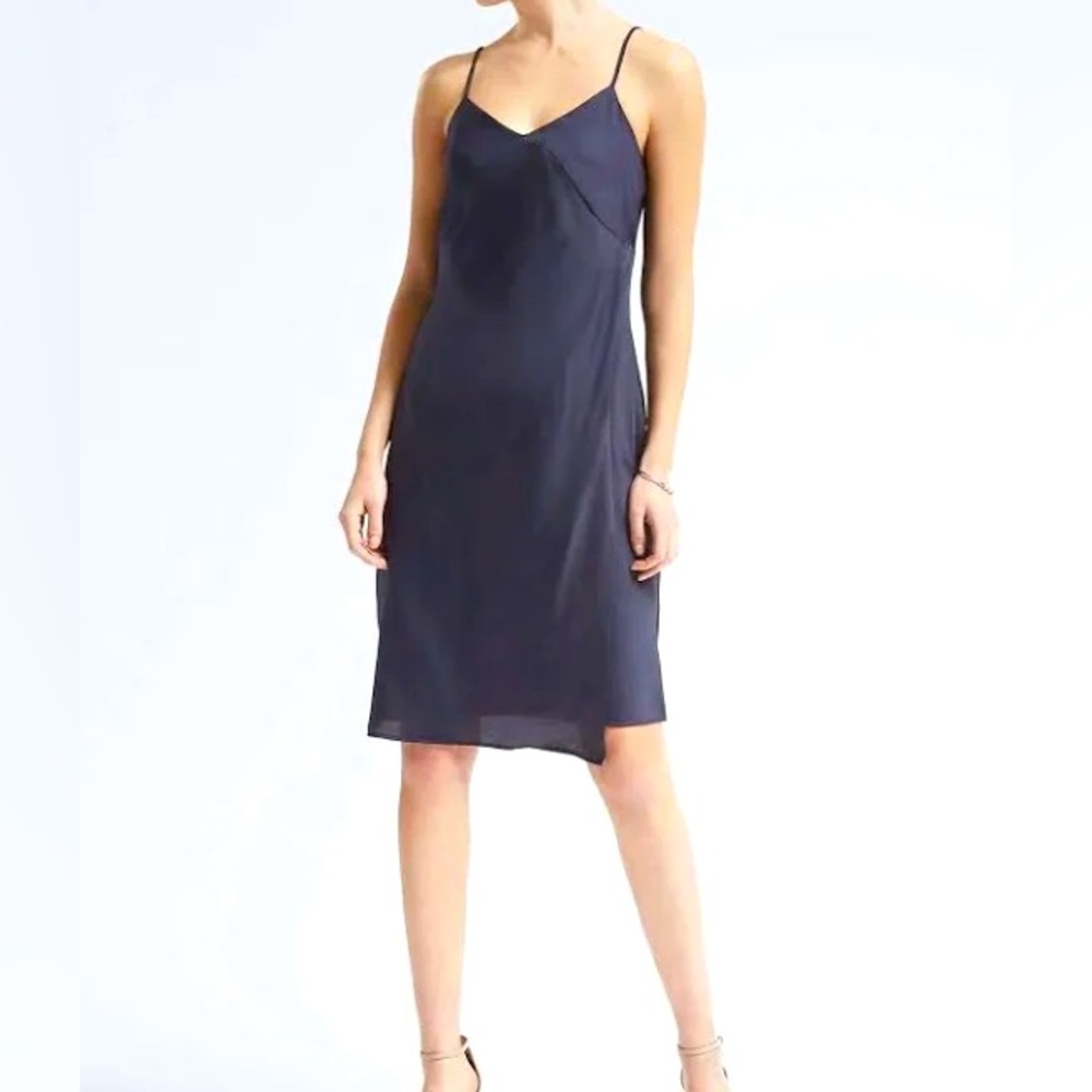 Banana Republic Navy Blue Cascade Slip Dress